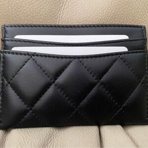 Chanel 23B BLACK Lambskin Classic Card Case / Holder / Wallet  Authentic CC